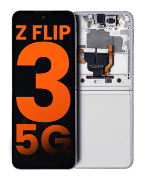Inner OLED Display With Frame For Samsung Galaxy Z Flip 3 5G (US & International) (Pulled Out ORG: Grade B/C) (White)