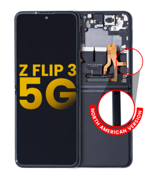 Inner OLED Display With Frame For Samsung Galaxy Z Flip 3 5G (US & International Version) (Refurbished) (Phantom Black)