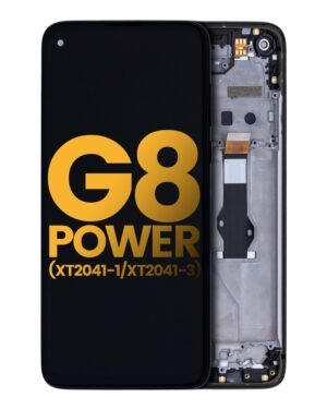 LCD Display With Frame For Motorola Moto G8 Power (XT2041-1 / XT2041-3 / 2020) (Refurbished) (Smoke Black)