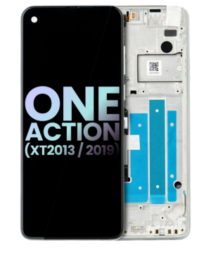LCD Display With Frame For Motorola One Action (XT2013-1 / XT2013-2 / XT2013-4 / 2019) (Service Pack) (White)
