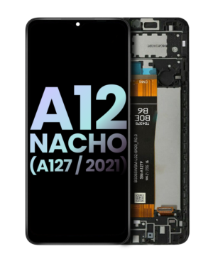 LCD Display With Frame For Samsung Galaxy A12 Nacho (A127 / 2021) (Service Pack) (Black)
