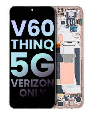 OLED Display With Frame For LG V60 ThinQ 5G UW (Verizon 5G UW Frame Only) (Service Pack) (Classy Blue / Gold Frame)