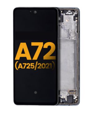 OLED Display With Frame For Samsung A72 (A725 / 2021) (Refurbished) (Awesome Black)